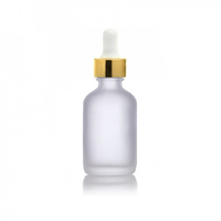 1 Oz Frosted Glass Bottle With Gold & White Dropper