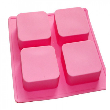 4 Cavity Square Silicone Soap Mold 