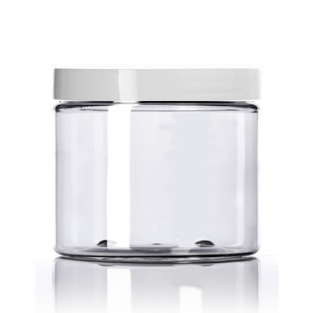 16 Oz Clear PET Jar With White Cap