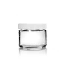 1 Oz Clear Glass Jar With White Ribbed Cap