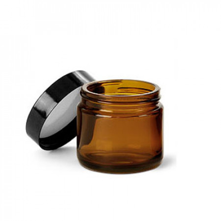 2 OZ Amber Glass Jar With Black Cap