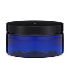 8 Oz Blue PET Heavy Wall Jar With Black Cap