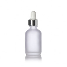 1 Oz Frosted Glass Bottle With Silver & White Dropper