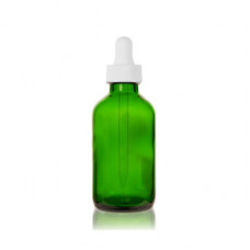 2 Oz Green Glass Boston Bottle With White Dropper