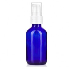 2 Oz Blue Glass Bottle With White Treatment Pump