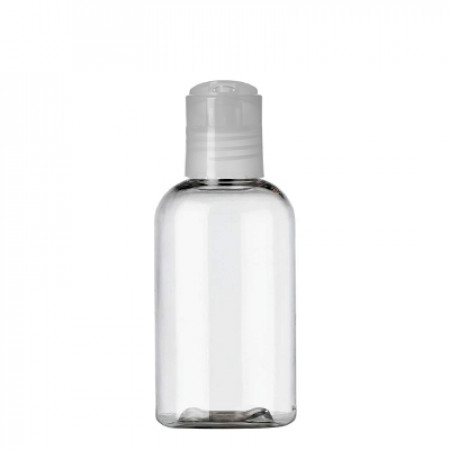 2 Oz Clear PET Boston Bottle With Natural Disc Top