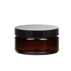 2 OZ Amber Heavy Wall Jar With Black Cap