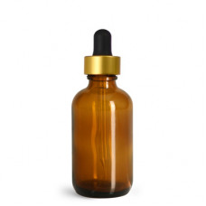 2 Oz Amber Glass Bottle With Gold Dropper