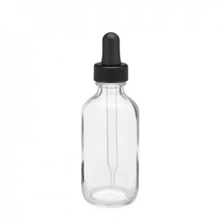 2 Oz Clear Glass Bottle With Black Dropper