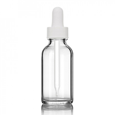 2 Oz Clear Glass Bottle With White Dropper