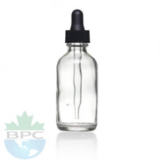 1 Oz Clear Boston Glass Bottle With Black Dropper