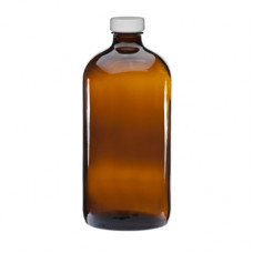 32 Oz Amber Glass Bottle With White Cap