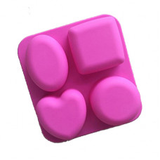 4 Cavity Square, Round, Heart And Oval Mold