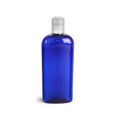 4 Oz Blue PET Oval Bottle With Natural Disc Top