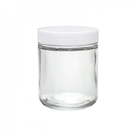 4 Oz Clear Glass Jar With White Cap