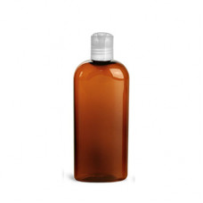 4 Oz Amber PET Oval Bottle With White Lock Top