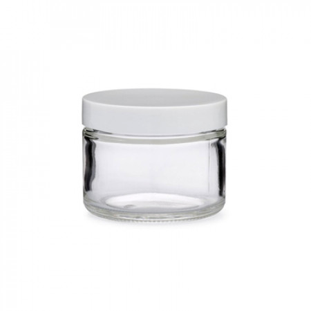 2 Oz Clear Glass Jar With White Cap