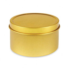 8 OZ Gold Deep Metal Tin With Slip Cover Top