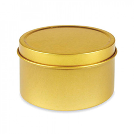 8 OZ Gold Deep Metal Tin With Slip Cover Top