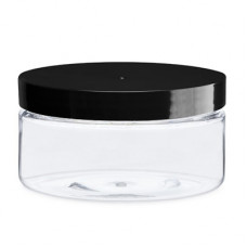 8 Oz Clear Pet Heavy Wall Jar With Black Cap