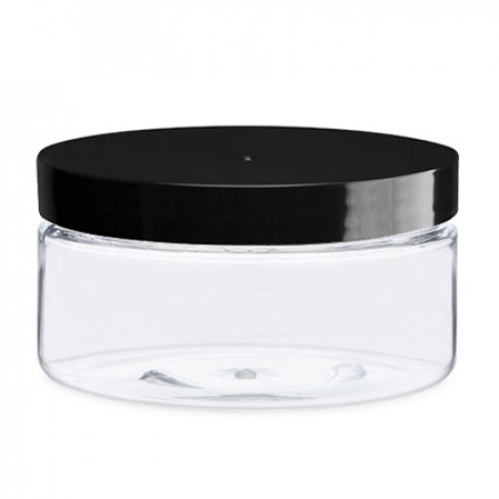 8 Oz Clear Pet Heavy Wall Jar With Black Cap