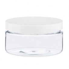 8 Oz Clear Pet Heavy Wall Jar With White Cap