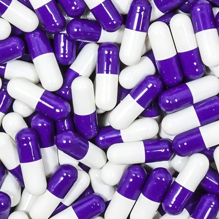 Purple & White Gelatin Capsules Size 00