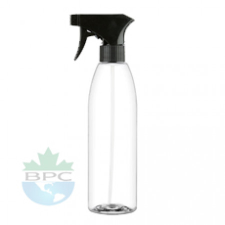 16 Oz Clear PET Bottle With Black Sprayer