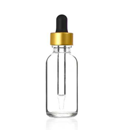 1 Oz Boston Glass Bottle With Black Gold Dropper