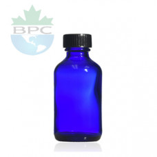 1 Oz Blue Glass Bottle With Black Cap