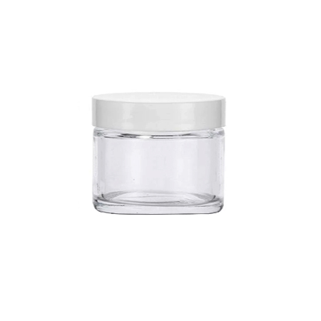 1 Oz Clear Glass Jar With White Smooth Lined Cap