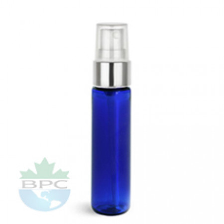 1 Oz Blue PET Bottle With Silver Sprayer