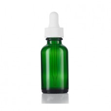 1 Oz Green Glass Boston Bottle With White Dropper