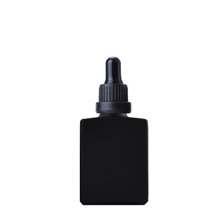 30 ml Black Glass Bottle Rectangle With Black Dropper