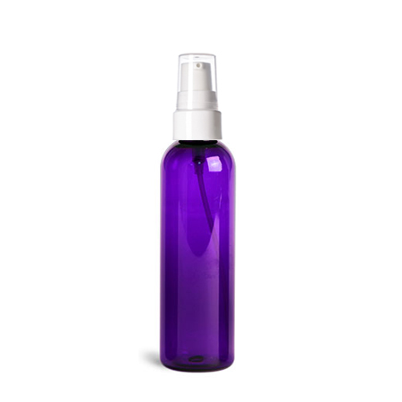 4 Oz Purple PET Bottle With White Treatment Pump