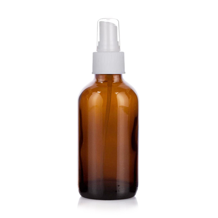 4 Oz Amber Glass Bottle With White Sprayer