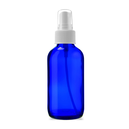 4 Oz Blue Glass Bottle With White Sprayer