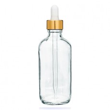 4 Oz Clear Glass Bottle With Gold White Dropper