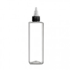 4 Oz Square PET Bottle With Natural Black Twist Cap