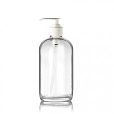 8 OZ Boston Glass Bottle With White Lotion Pump