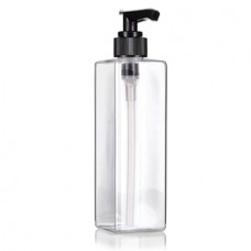 8 Oz Square PET Bottle With Black Lotion Pump