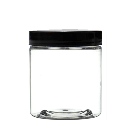 8 Oz Clear PET Jar With Black Cap