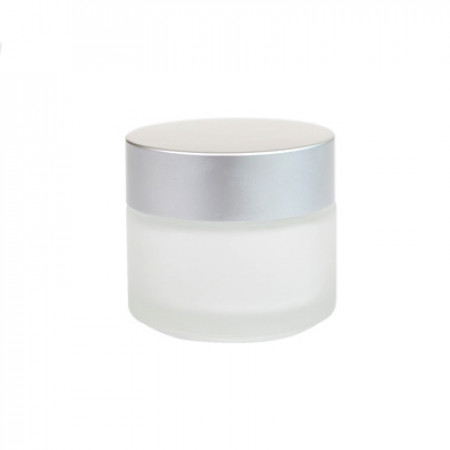 50 ml Frosted Glass Jar With Silver Lined Cap