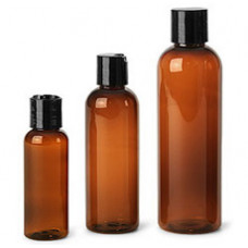 Amber Pet Bottles With Black Disc Top Cap