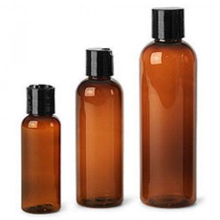 Amber Pet Bottles With Black Disc Top Cap